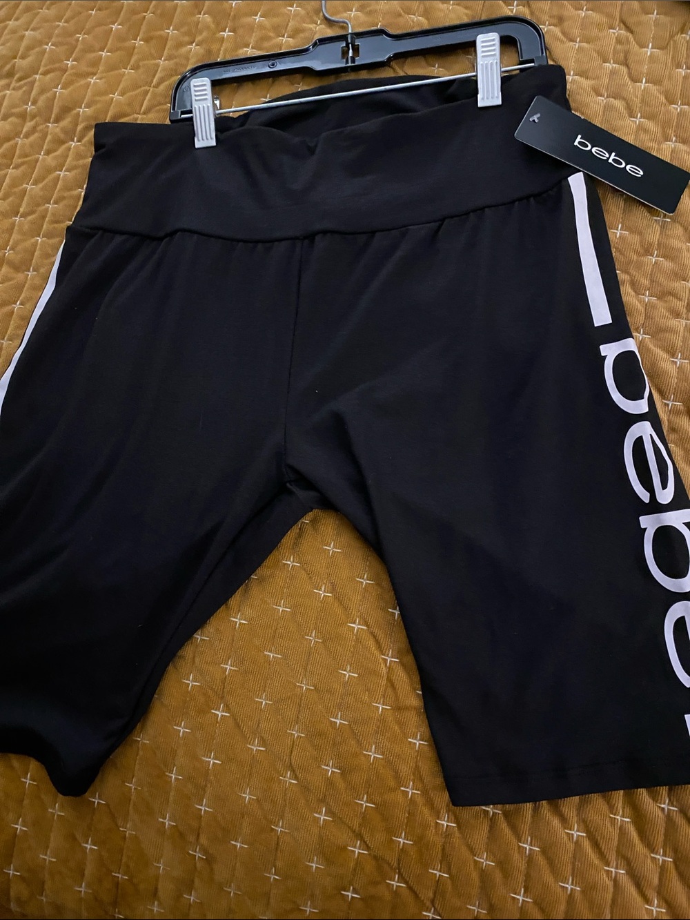 NWT, bebe Black Athletic Shorts with White Side Logo
